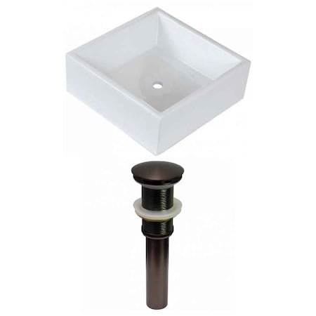 14.75-in. W Above Counter White Vessel Set For Wall Mount Drilling